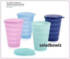 TUPPERWARE New IMPRESSIONS 16 OZ DRIPLESS TUMBLERS 4-Cup Set w/Seals 2023 Colors picture