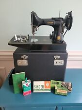 Vintage Singer 221 Featherweight Sewing Machine W/case Pedal And Attachments picture