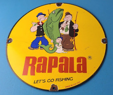 Vintage Rapala Fishing Lures Sign - Popeye Big Fish Porcelain Gas Pump Sign picture