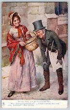 Tuck's Postcard~ Trotty Veck & Daughter Meg~ Character Sketches Charles Dickens picture
