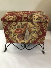 Vintage Footed Tapestry Storage Box. 10”x6”x10” picture