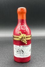 Limoges France “Vin de Bordeaux” Wine Bottle Porcelain Trinket Box Peint Main picture