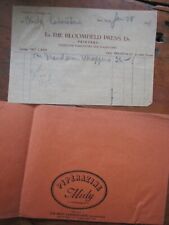 1921 billhead BLOOMFIELD PRESS BROADWAY NY MIDY LABORATORIES PIPERAZINE WRAPPERS picture