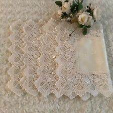 4 Vintage white Ivory damask lace beautiful placemats 13