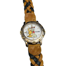VTG Garfield & Odie Armitron Quartz Brown Braided Leather Band Watch works picture