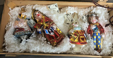 Polonaise Kurt Adler 4 Glass Ornaments w/Tags Alice in Wonderland Set Wooden Box picture