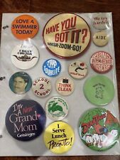 Random Vintage Pin-back Buttons/pins Lot #39 Protected In Sheet picture