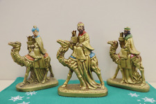 Set Of 3 Wise Men Kings Magi On Camels Candle Holders Christmas Nativity Display picture