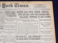 1920 DECEMBER 17 NEW YORK TIMES - BANDITS KILL FIFTH AVENUE JEWELER - NT 8499B picture