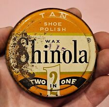Vintage Shinola Tan Shoe Polish Two in One Empty Can Tin Advertising Piece picture