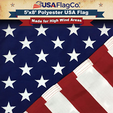 5X8 Polyester American Flag - Embroidered Stars and Sewn Stripes Withstands Hars picture