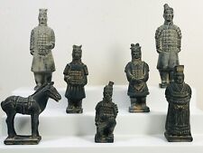 Lot of 7 Chinese Emperor's terracota mini soldiers horse tomb attendents picture