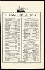 STEAMSHIP SAILINGS 1928 Cruise Ship Schedules 2 Pgs Ad CUNARD Grace FRENCH etc picture