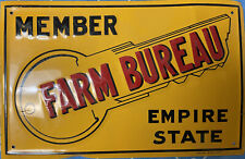 vtg New York Farm Bureau metal sign 12.5x8 NELKE signs NY picture