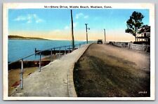 Shore Drive, Middle Beach. Madison Connecticut Vintage Postcard picture