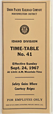Vintage Union Pacific #41 Idaho Employee Railroad Timetable September 24, 1967 picture