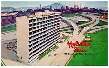 Postcard Ohio Downtown Cincinnati OH Holiday Inn Hotel-Restaurant Aerial 1950s picture