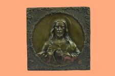 Signed Jesus Christ And Angel Wall Mou Statue Figurine Bronze Sculpture Decor picture