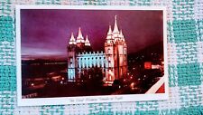 POST CARD THE GREAT MORMON TEMPLE @ NIGHT SALT LAKE CITY UTAH picture