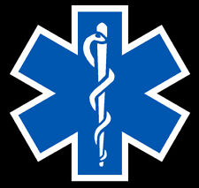 Blue Reflective Vinyl Star Of Life Car or Fire Helmet Decal EMS EMT 3 inch picture