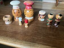 Lot of Vintage Japanese Salt and Pepper Shakers and Traditional Kokeshi Dolls picture