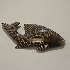 Vintage Hand Carved HangingWooden Fish  18” Jamaica 1985 picture