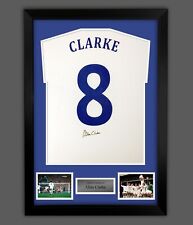 Allan Clarke Signed White  Player T-Shirt In A Framed Presentation. Leeds Legend picture