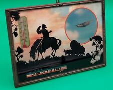 1940's LAND OF THE FREE Advertising Shadow Pic & Thermometer w/MILITARY PLANE picture