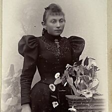 Antique CDV Photograph Beautiful Young Woman Flowers Korsør Denmark picture