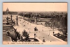 Paris France, Le Pont Alexandre III vers les Invalides Vintage Souvenir Postcard picture