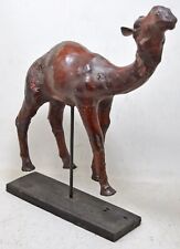 Vintage Leather Camel Figurine on Stand Original Old Hand Crafted picture