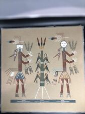 Navajo Southwest Indian Sand Painting Lightning Boy Girl Corn Inscribed 13x13 picture