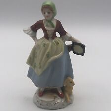 Vintage Occupied Japan 5” Porcelain Colonial Woman With Lamb picture