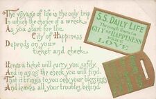 c1909 Travel Postcard Baggage Check SS Daily Life Ticket to Happiness Postcard picture