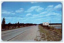 c1960 45th Parallel Line Marker Highway Sign Road Cars Alpena Michigan Postcard picture