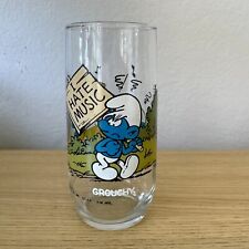 Vintage 1982 Peyo Grouchy Smurf 6” Glass Wallace Berrie - Hardees picture