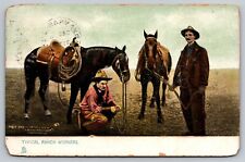 1909 Raphael Tuck Ralphotype Postcard Typical Ranch Workers Horses Lasso  A1 picture