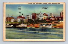 Postcard TN Memphis Tennessee River Front & Levee Business District c1940s X21 picture