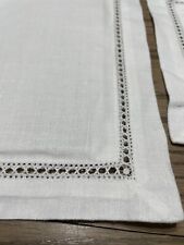 Set 3 pc Vtg Padded Pillowcase Sham Cover Lace Trim White Linen picture
