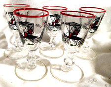 VTG 1950's 1960's Retro MCM Set of 5 Stemmed Footed Shots Cordials 1901 Ford  picture