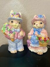 Ceramic Country Easter Bunny Rabbit Husband & Wife 10