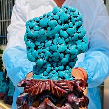 3.92lb Large Green Blue Turquoise Crystal Stalactiform Bare Stone Mineral+stand picture