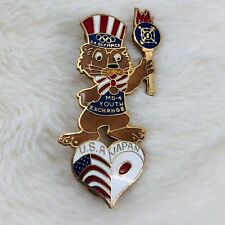 1984 LA Olympics USA Japan Lions Club Youth Exchange Member Pin w/ Torch picture