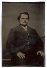 Tintype Photograph of Heavy Set Man with Mustache 2 1/4