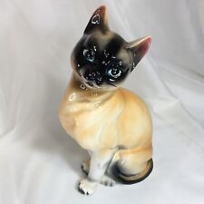 12.5” Siamese Cat Statuette, Japan, Vintage Glazed Porcelain Figurine❤️ picture