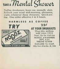 1944 No Doz Awakener Take Mental Shower Alert Quick Acting Vintage Print Ad L22 picture
