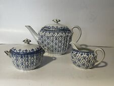 Rare Antique Oscar Schaller Fleur De Lys Tea Set Porcelain Teapot Sugar Creamer picture