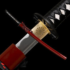 41'' Red Katana Japanese Samurai Sharp Sword T10 High Carbon Steel Blade Sharp picture