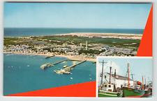 Postcard Aerial View Provincetown Shoreline Pilgrim Monument Cape Cod, MA picture