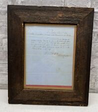 ANTIQUE 1850 LETTER Plymouth Savings Bank Payment Embossed Old Rustic Frame picture